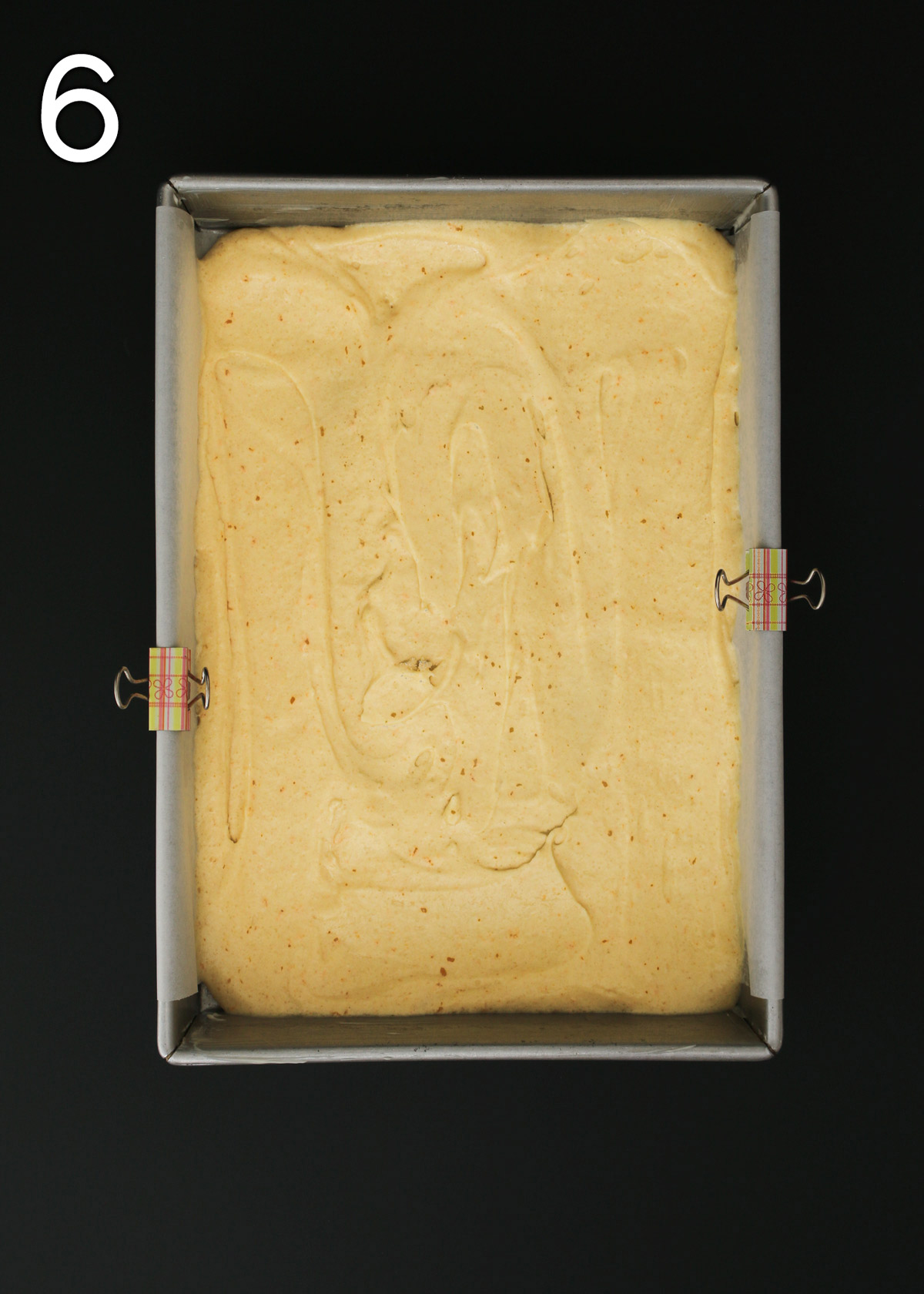 cake batter spread in prepared pan.