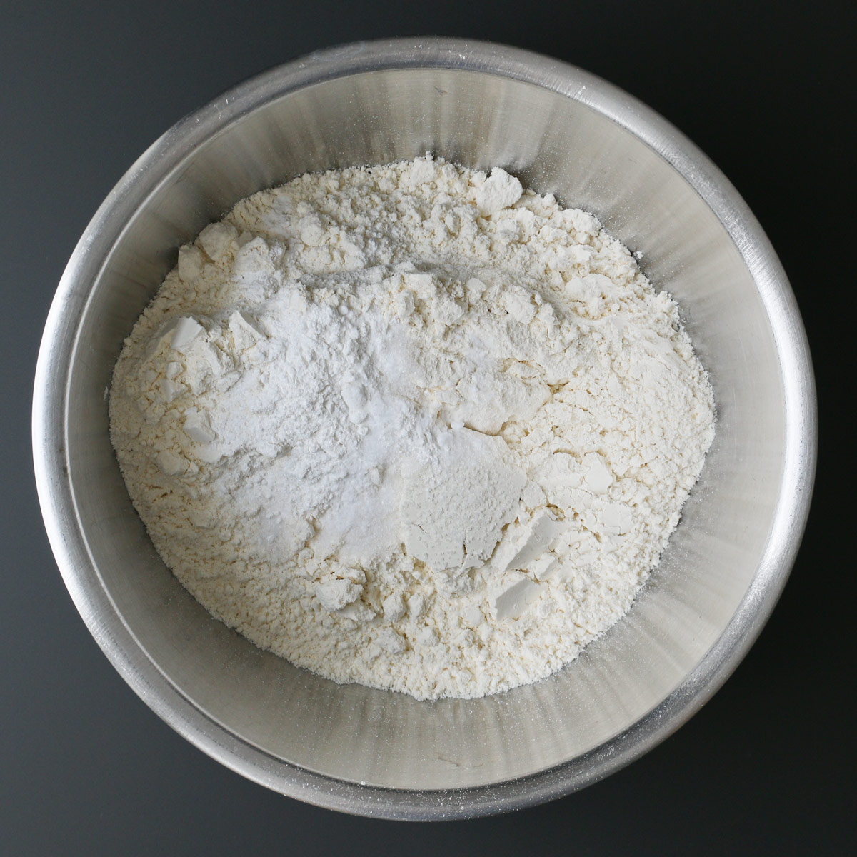 dry ingredients placed in a mixing bowl.