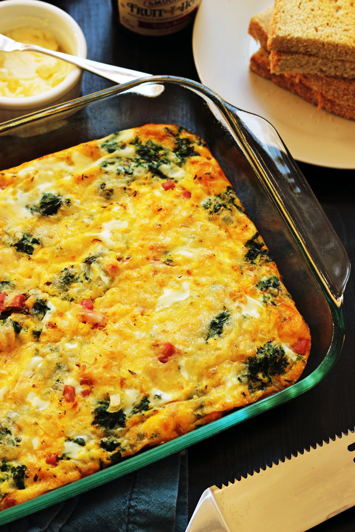 Egg Bake with Ham & Spinach - Good Cheap Eats