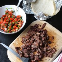 carne asada on cutting board