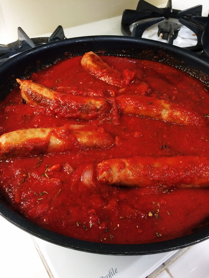 A pan of Sausage and Onion ragu