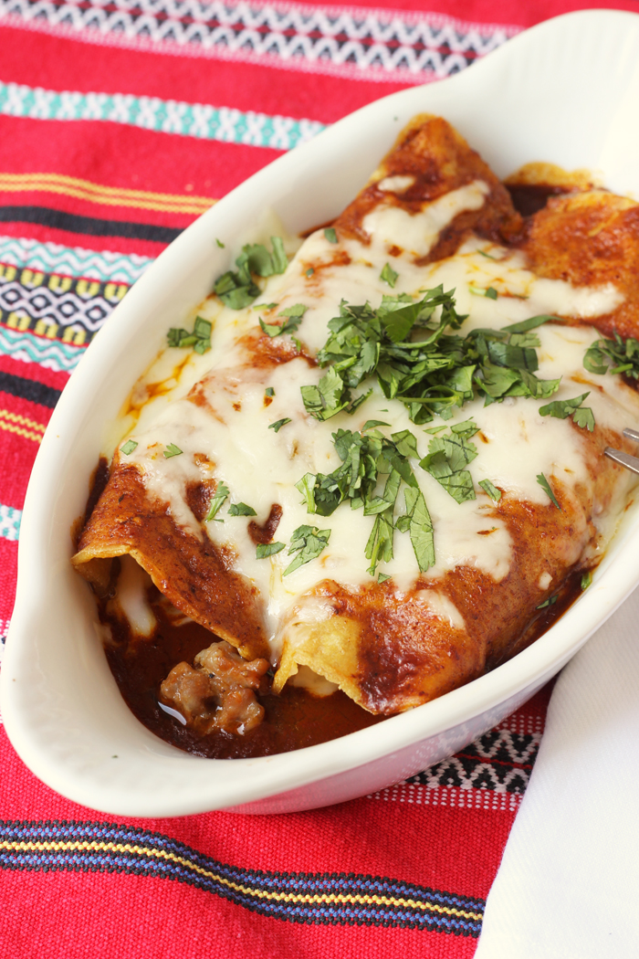 enchiladas in individual serving dish