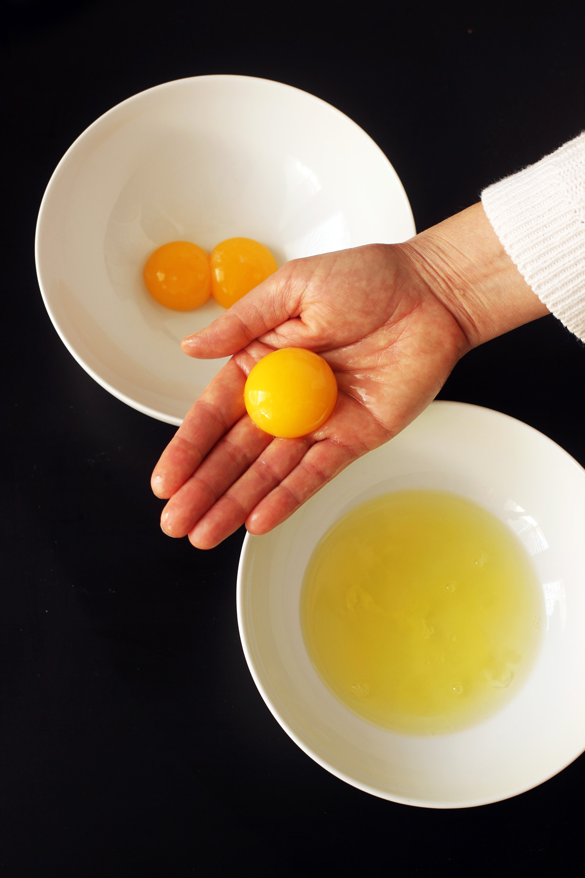 separating eggs by hand