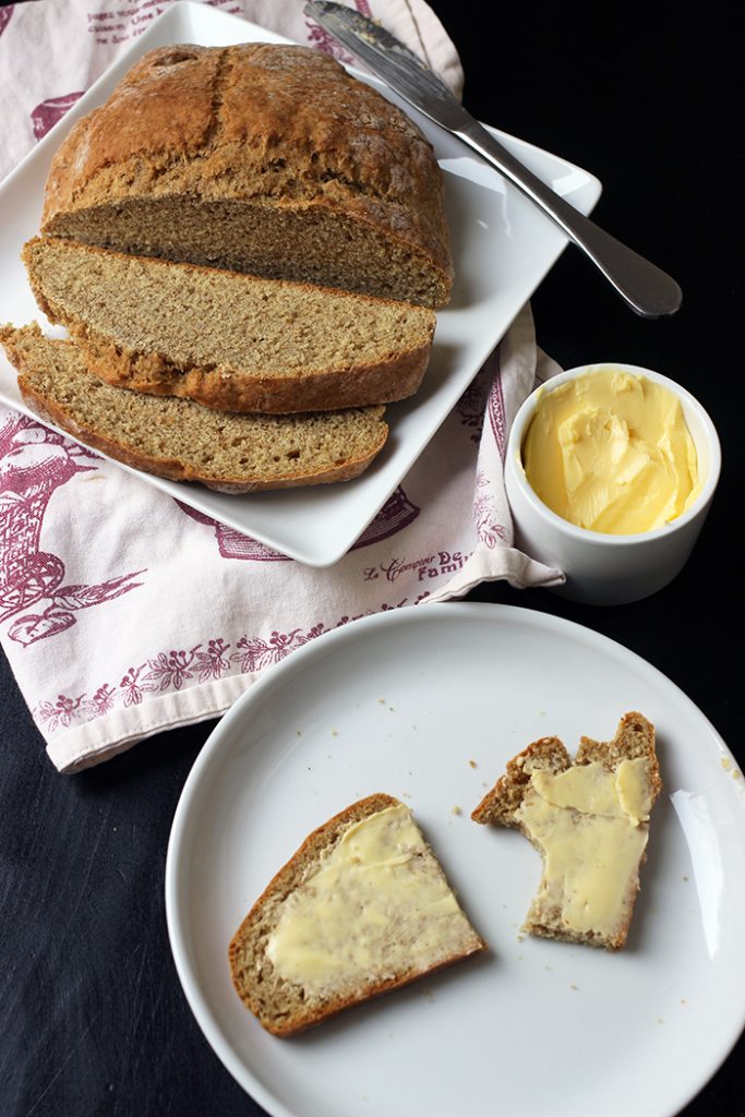 loaf of soda bread with butter