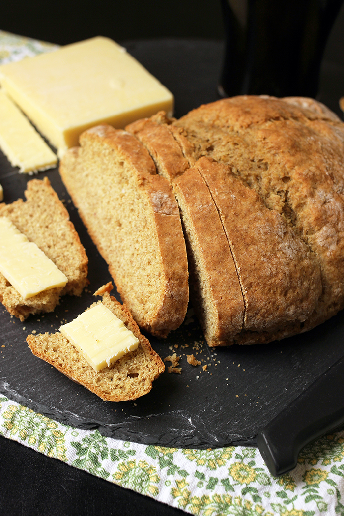 sliced loaf of soda bread with cheese