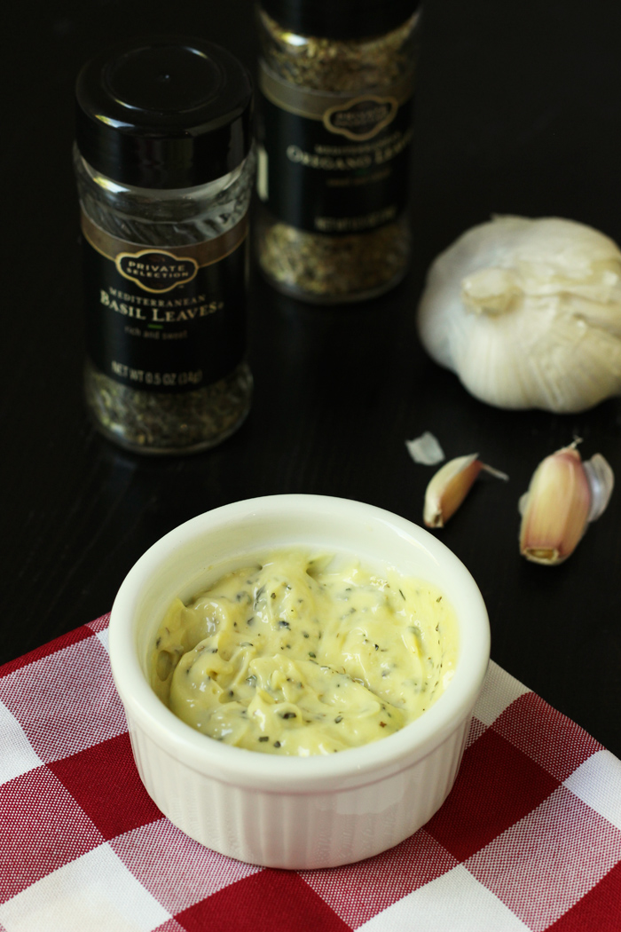 ramekin of herbed mayo with garlic and herbs