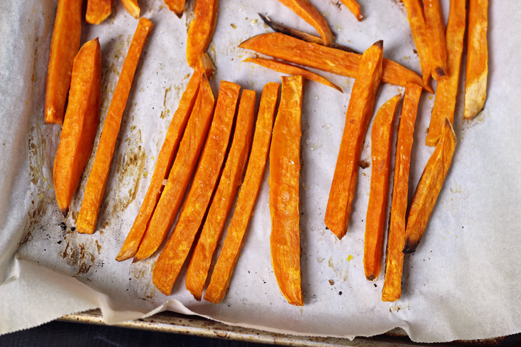  sweet potato fries on sheet pan