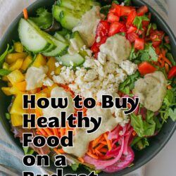 text overlay on veggie salad.