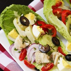 A plate of niçoise salad wraps