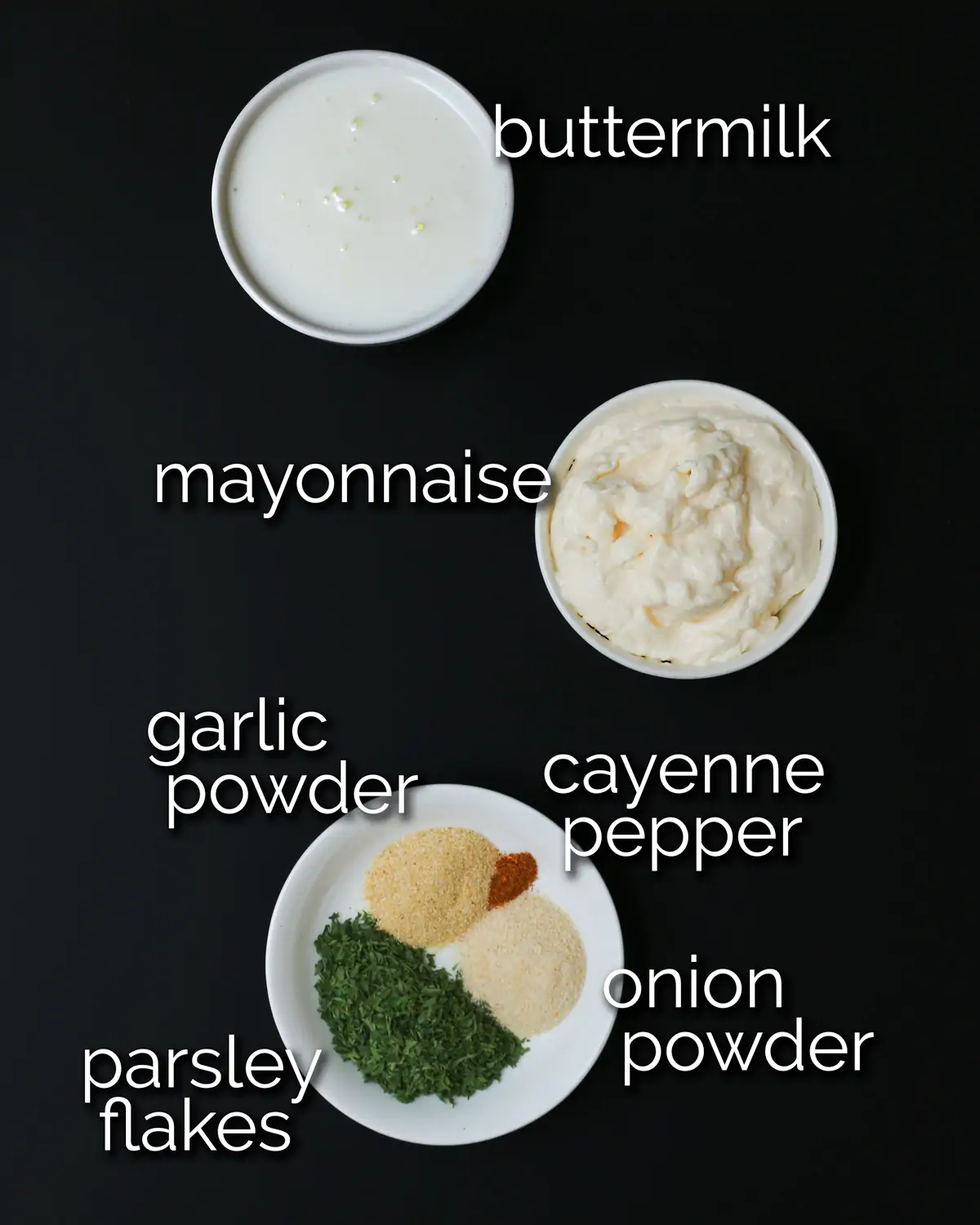 ingredients to make ranch dip.