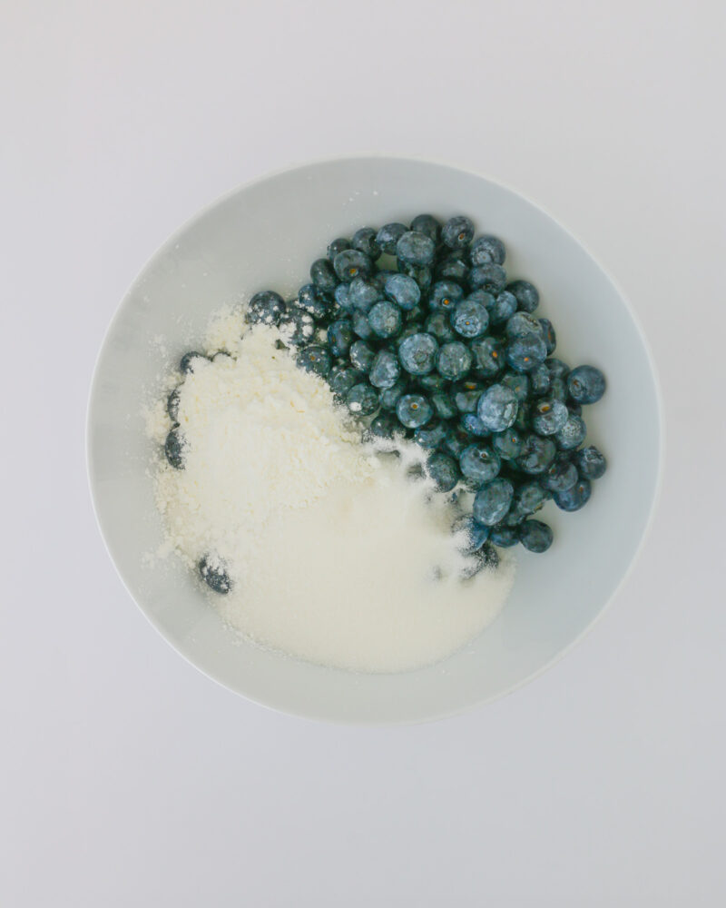 blueberries, sugar, and cornstarch in mixing bowl.