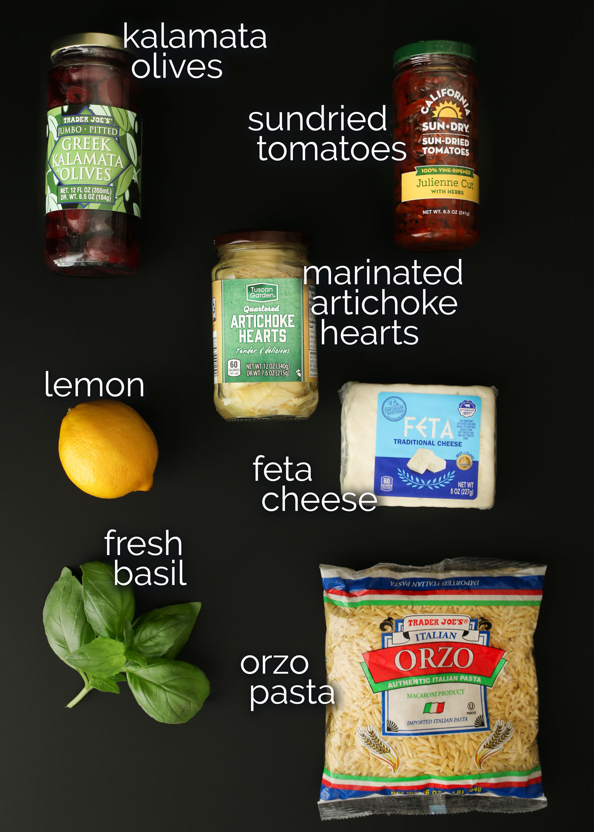 ingredients for lemon orzo salad.