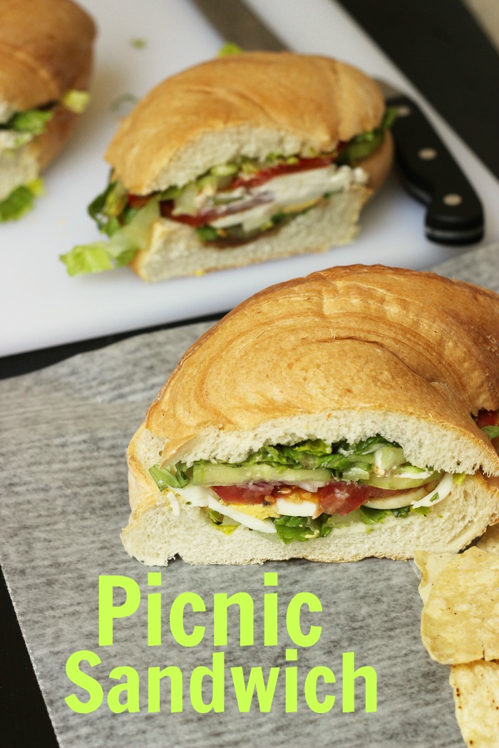 close up of picnic sandwich slice