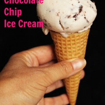 strawberry chocolate chip ice cream cone