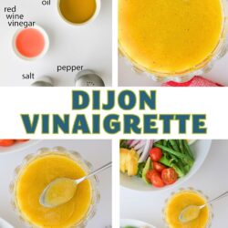 collage of dijon vinaigrette images, with text overlay.
