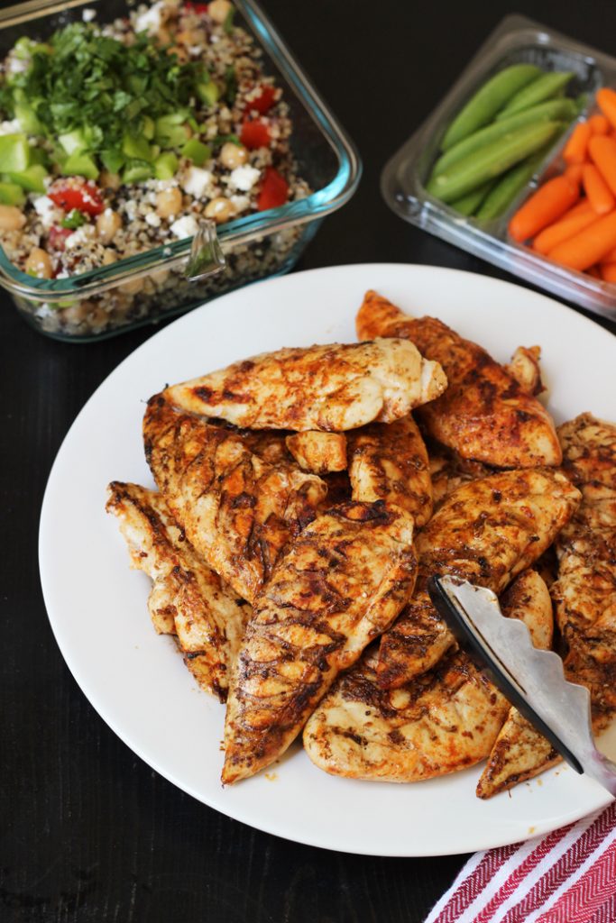 dinner of spicy chicken with spice rub