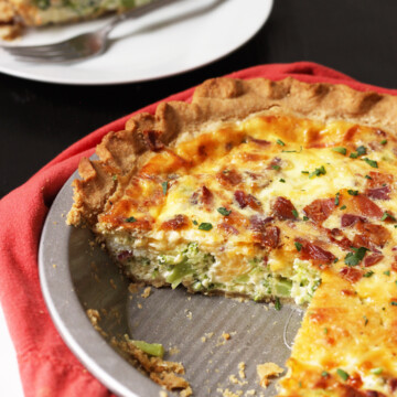 quiche with slice removed