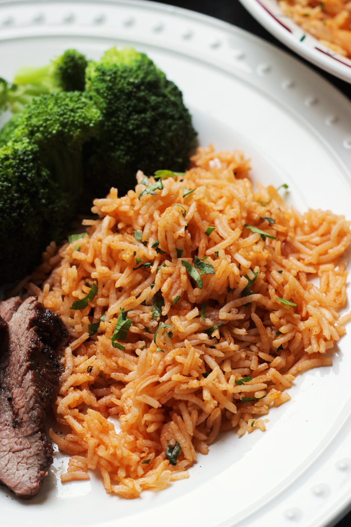 close up of Chimichurri Rice on plate