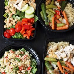 meal prep boxes of lunch