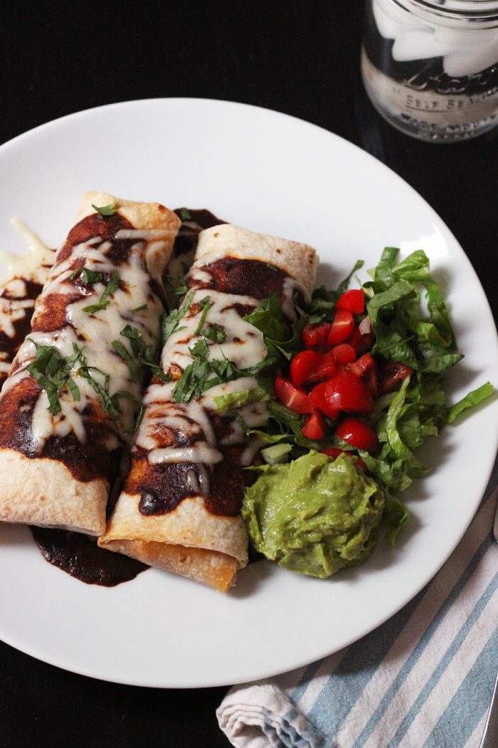 crispy burritos with red sauce and cheese on a plate