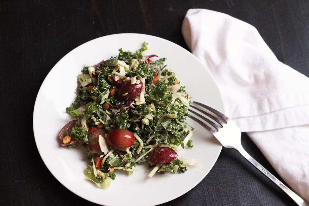 Kale Salad with Red Grapes, Almonds, and Scallions Good Cheap Eats