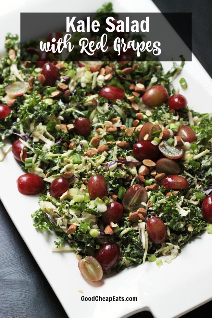 Kale Salad with Red Grapes, Almonds, and Scallions - Good Cheap Eats