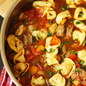 A pot of Minestrone and Sausage.