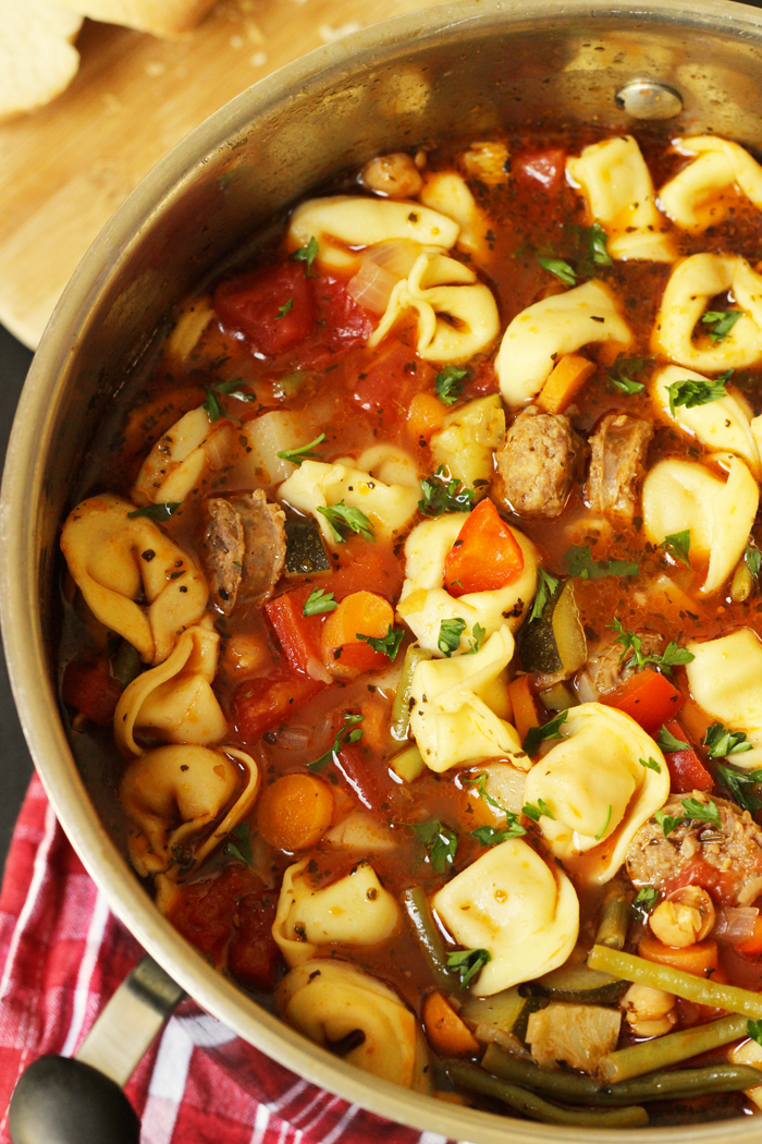 A pot of Minestrone and Sausage