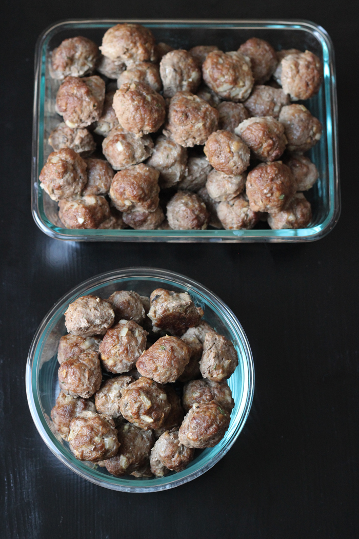 Bulk Batch Supreme Meatballs in two glass containers