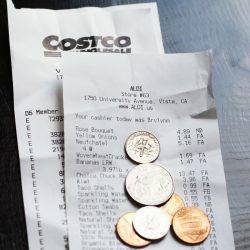 grocery receipts and change