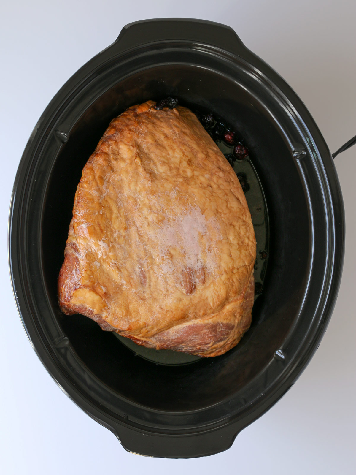 ham in crockpot after cooking.