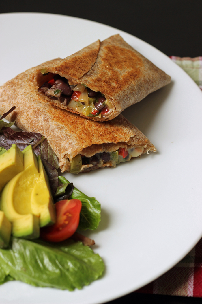 Black Bean and Bell Pepper Wraps on a plate
