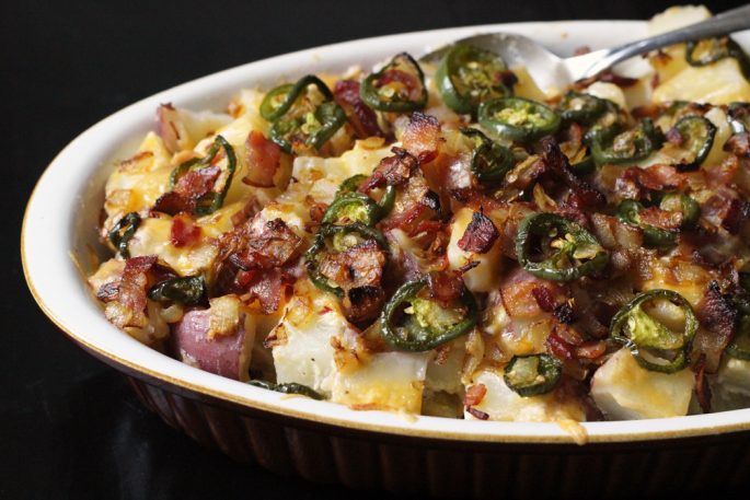 A close up of jalapeño poppers potatoes