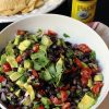 Santa Barbara Cowboy Caviar in a bowl, with beer