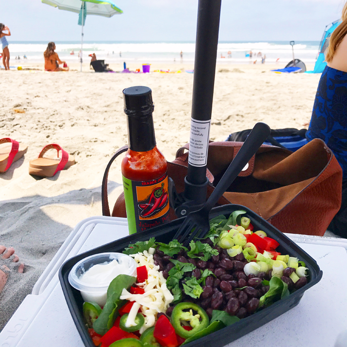 Black Bean Taco Salad at the beach