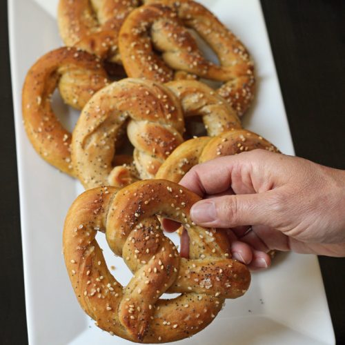 A tray of pretzels