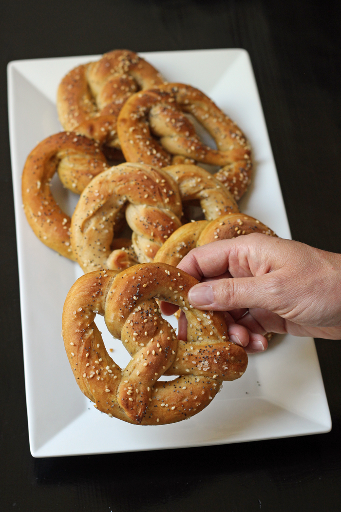 A tray of pretzels
