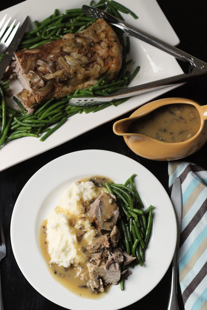 Slow Cooker Pork Loin with Sherried Mushroom Gravy - Good Cheap Eats