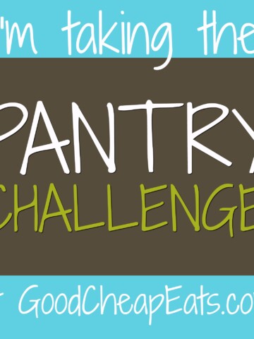 badge that says, I'm taking the pantry challenge at Good Cheap Eats