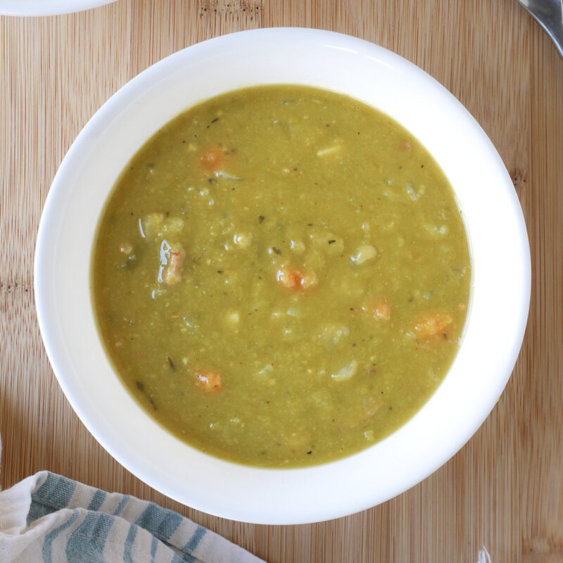 bowl of split pea soup.