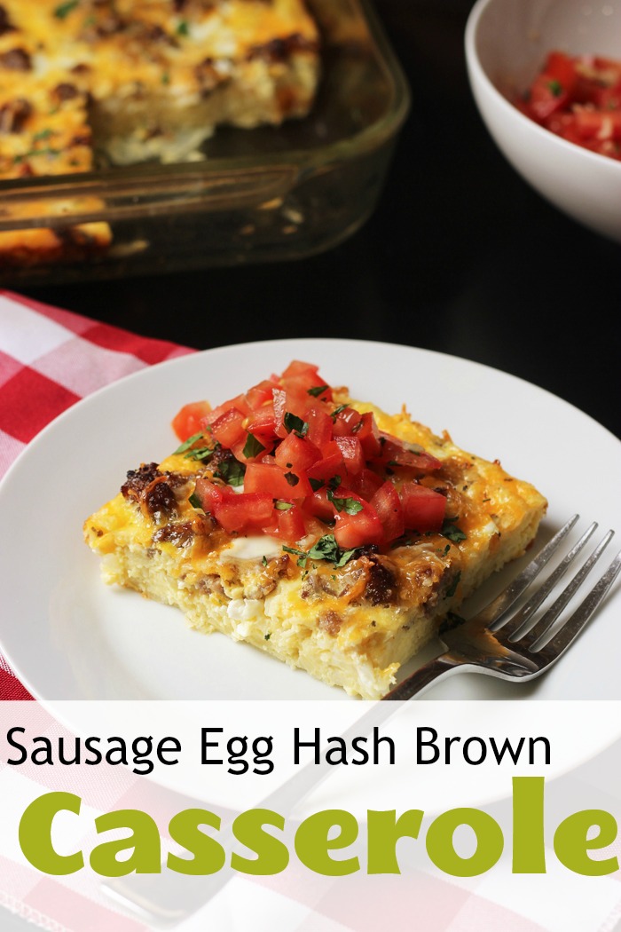 slice of sausage egg hash brown casserole