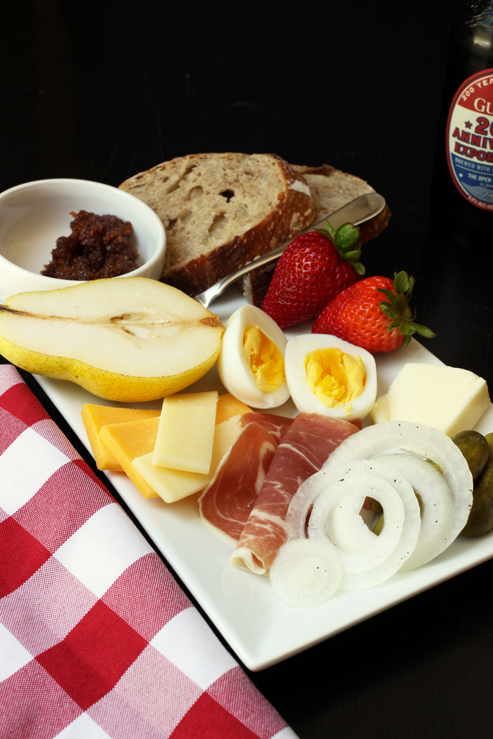 meat, fruit, and cheese platter