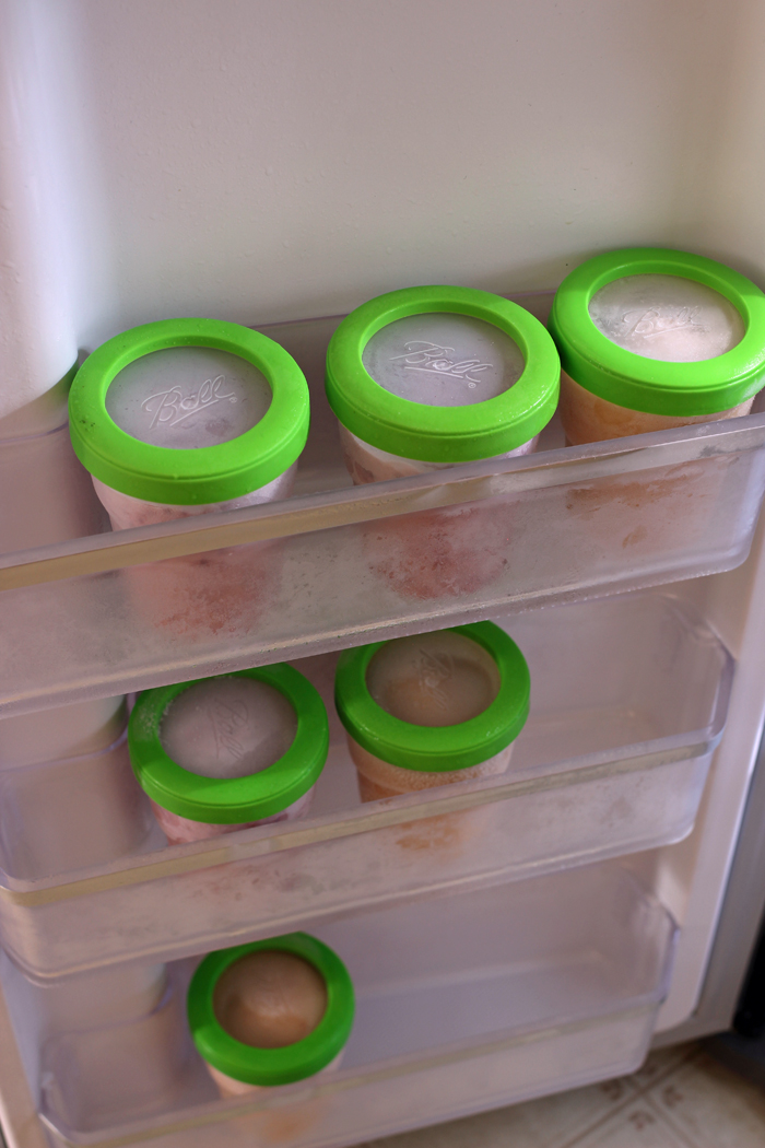 freezer smoothies in door of freezer