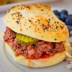 close up of sloppy joes sandwich.