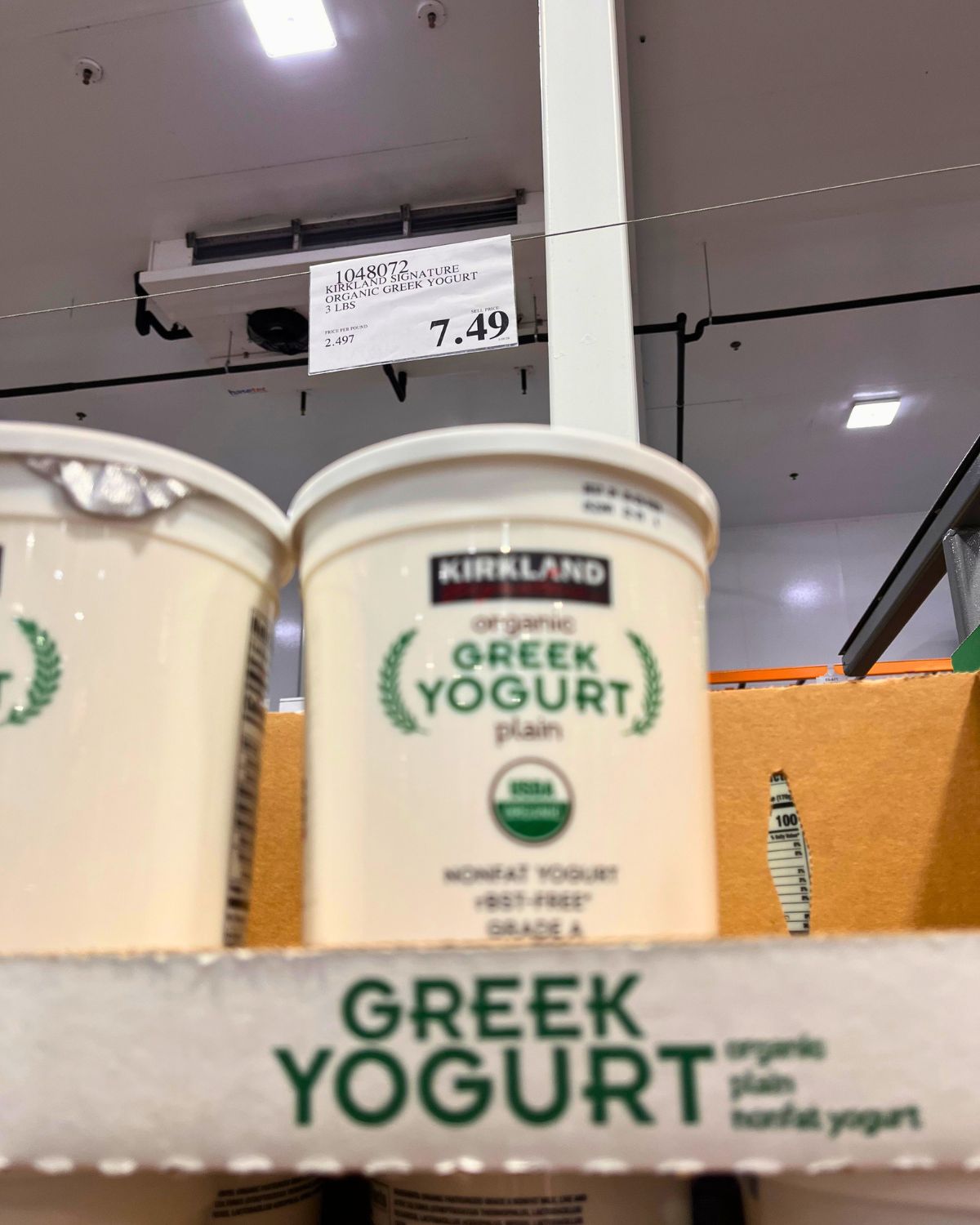 display of costco yogurt.