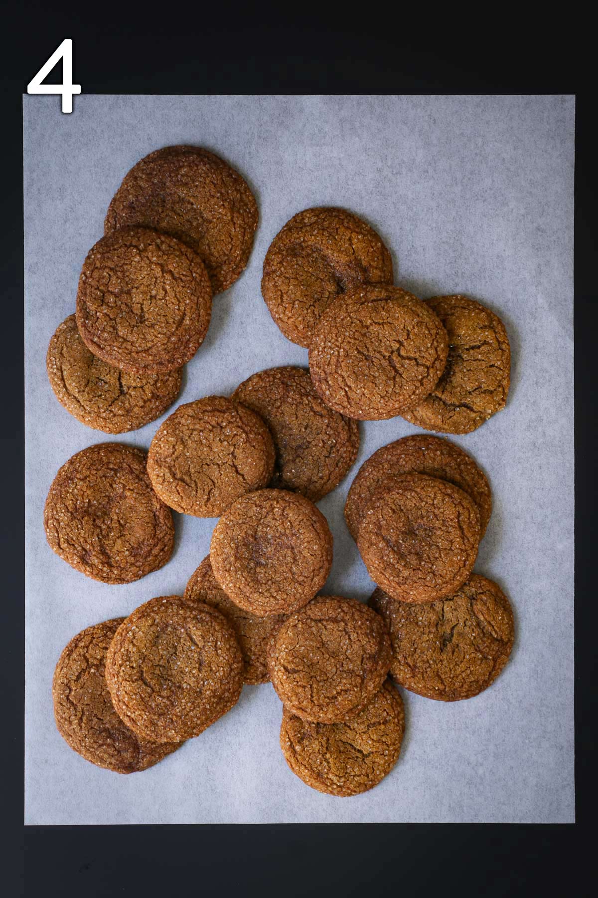 baked cookies on white parchment paper.
