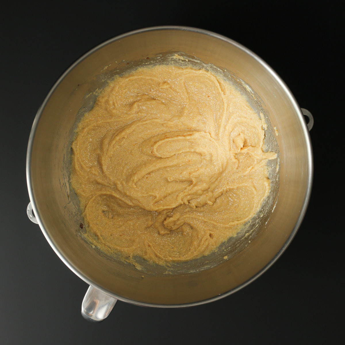 butter sugar mixture in mixing bowl.