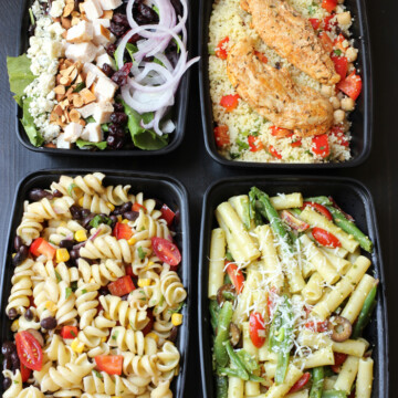 salads in meal prep boxes