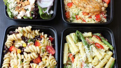 salads in meal prep boxes