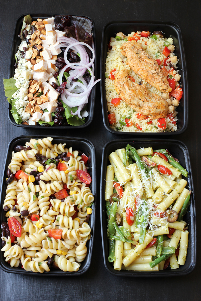 salads in meal prep boxes